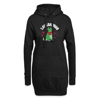 Valentinstag Dinosaurier Trex Valentinstag Liebe - Hoodie-Kleid - Schwarz - Vorne