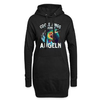 Coole Jungs Gehen Angeln Fischen Angler - Hoodie-Kleid - Schwarz - Vorne