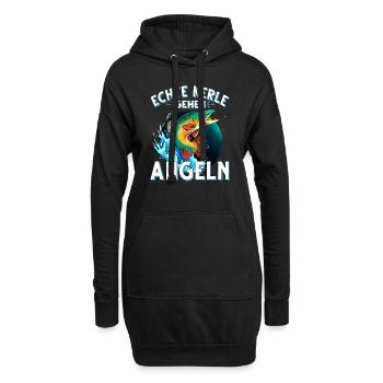 Echte Kerle Gehen Angeln Fischen Angler - Hoodie-Kleid - Schwarz - Vorne