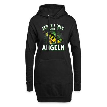 Echte Kerle Gehen Angeln Fischen Angler - Hoodie-Kleid - Schwarz - Vorne