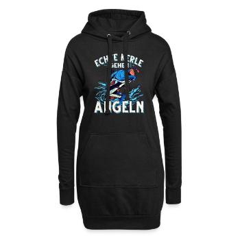 Echte Kerle Gehen Angeln Fischen Angler - Hoodie-Kleid - Schwarz - Vorne