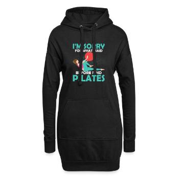 Je suis désolé pour ce que j’ai dit avant de faire Pilates exe - Sweat-shirt à capuche long Femme - noir - Devant