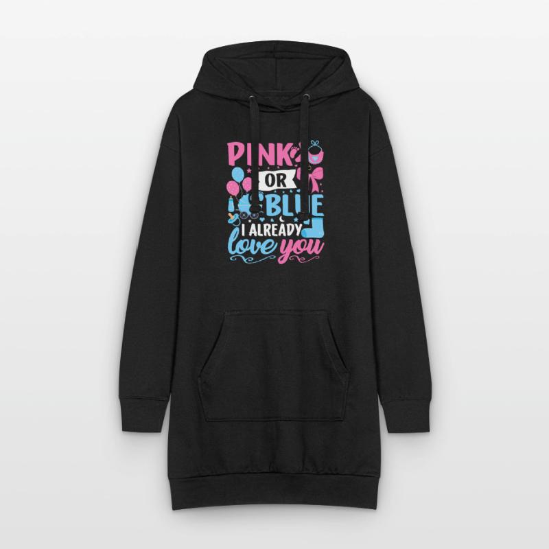 Rosa oder Blau Ich liebe dich schon Junge oder Mädchen Hoodie-Kleid
