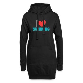 Schimmer Schwimmen I Love Swimming - Hoodie-Kleid - Schwarz - Vorne