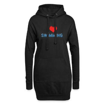 Schimmer Schwimmen I Love Swimming - Hoodie-Kleid - Schwarz - Vorne