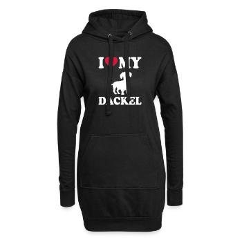 Doge teckel à poil dur Dog Propriétaire de chien - Sweat-shirt à capuche long Femme - noir - Devant
