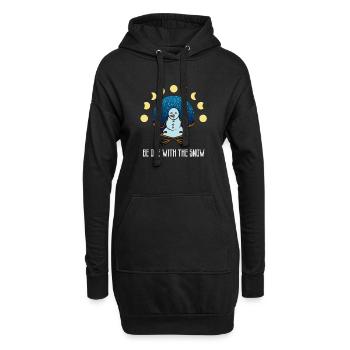 Schneemann meditiert in der Lotus Position Winter - Hoodie-Kleid - Schwarz - Vorne