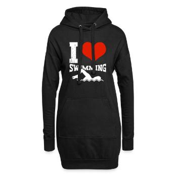Schimmer Schwimmen I Love Swimming - Hoodie-Kleid - Schwarz - Vorne