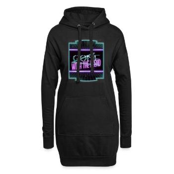 comics present book cat wine books coffee happy - Hoodie-Kleid - Schwarz - Vorne