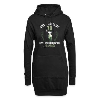 70 Jahre helfen auf Hochsitz 70 Geburtstag Jäger - Hoodie-Kleid - Schwarz - Vorne