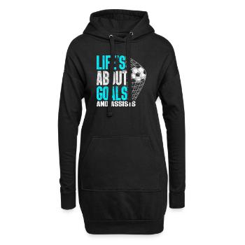 Im Leben geht es um Tore und Vorlagen Futbol Fußball - Hoodie-Kleid - Schwarz - Vorne