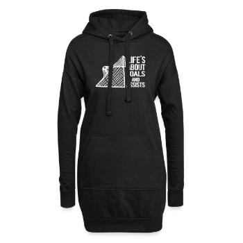 Im Leben geht es um Tore und Vorlagen Futbol Fußball - Hoodie-Kleid - Schwarz - Vorne
