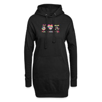 Frieden Herz Pi Tag Krawatte Färben Mathematik - Hoodie-Kleid - Schwarz - Vorne