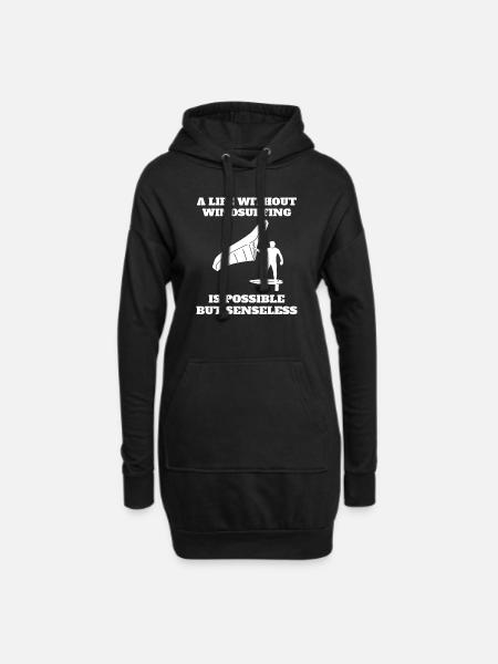 Windsurfer Geschenk Kitesurfer Windsurfing Surfen - Hoodie-Kleid - Schwarz