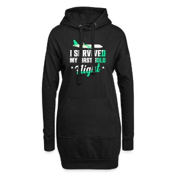 J’ai survécu à mon premier pilote en vol solo - Sweat-shirt à capuche long Femme - noir - Devant