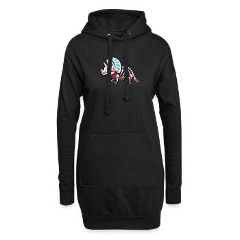 Triceratops - Hoodie-Kleid - Schwarz - Vorne