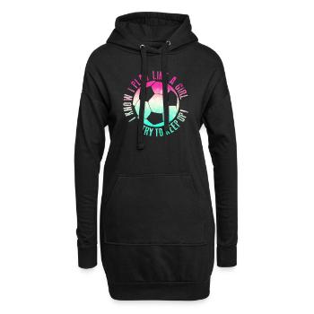 Ich weiß, dass ich wie ein Mädchen spiele, das versucht, lustig zu bleiben - Hoodie-Kleid - Schwarz - Vorne
