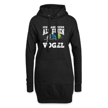 Wellensittich Vogel - Hoodie-Kleid - Schwarz - Vorne