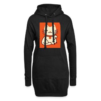 Katze Winkekatze Asia - Hoodie-Kleid - Schwarz - Vorne