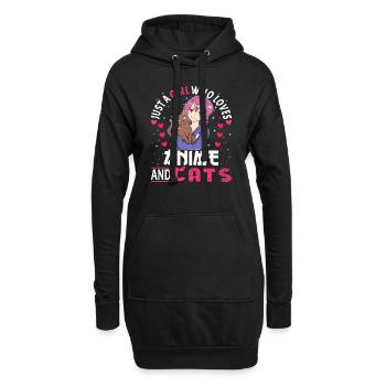 Anime Girl. Anime Merch. Otaku Manga - Hoodie-Kleid - Schwarz - Vorne
