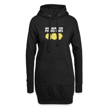 Je travaillerai pour les chips - Sweat-shirt à capuche long Femme - noir - Devant