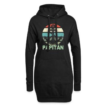 Papitän Vater Papa Kapitän Retro Anker Vatertag - Hoodie-Kleid - Schwarz - Vorne
