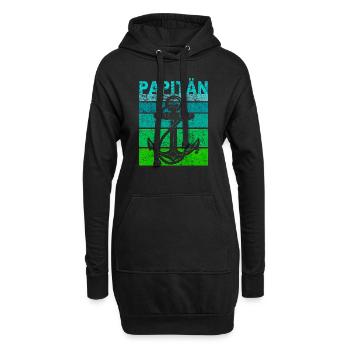 Papitän Vater Papa Kapitän Retro Anker Vatertag - Hoodie-Kleid - Schwarz - Vorne