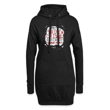 Accro aux séries policières et aux films d’horreur, - Sweat-shirt à capuche long Femme - noir - Devant