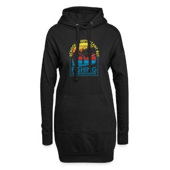 Vintage Schule ist wichtig, aber Angeln ist wicht - Hoodie-Kleid - Schwarz - Vorne