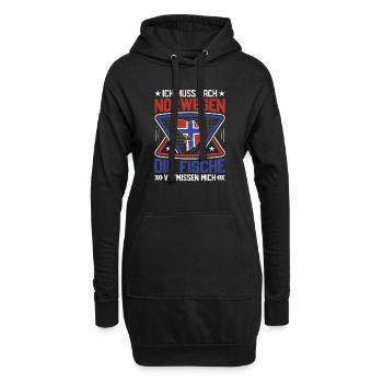 Ich muss nach Norwegen Angeln - Hoodie-Kleid - Schwarz - Vorne