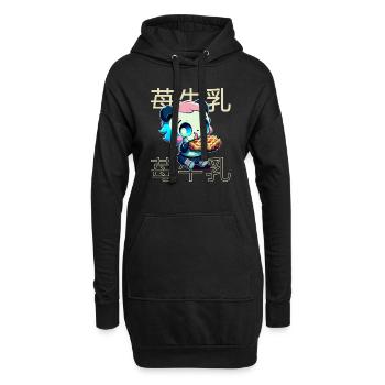 Cute Kawaii Panda Who Eats Waffle Anime Manga - Hoodie Dress - black - Front