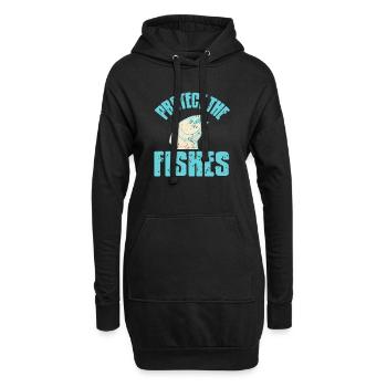 Protect The Fishes Retro Vintage Ocean Animal - Hoodie-Kleid - Schwarz - Vorne