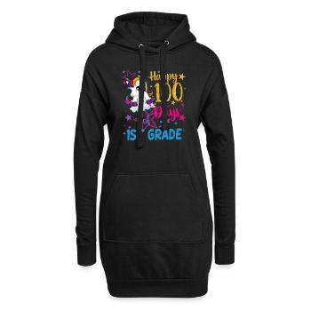 Süßes Einhorn Glückliche 100 Tage der 1. Klasse - Hoodie-Kleid - Schwarz - Vorne