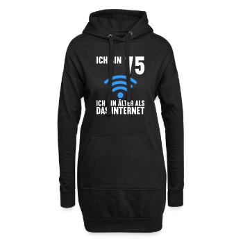Ich bin 75 Ich bin älter als das Internet - Hoodie-Kleid - Schwarz - Vorne
