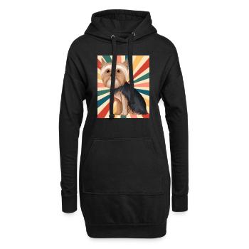 Mignon Yorkshire Terrier Race de chien 80s 90s Rétro - Sweat-shirt à capuche long Femme - noir - Devant