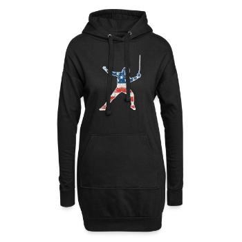 Amerikanische Flagge Fechter T-Shirt Fechten Säbel - Hoodie-Kleid - Schwarz - Vorne