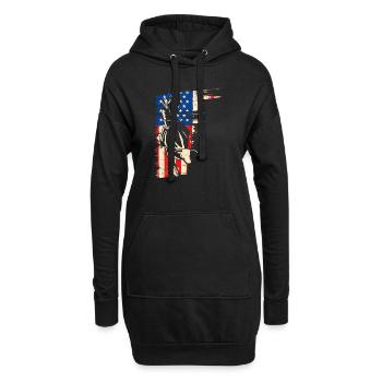 Bull Riding American Flag, Patriotic Rodeo Cowboy - Hoodie-Kleid - Schwarz - Vorne