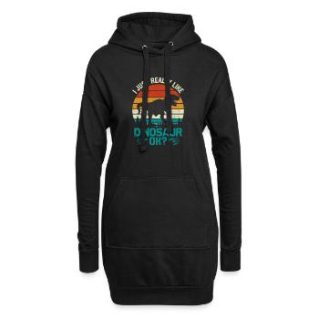 J’aime les dinosaures. - Sweat-shirt à capuche long Femme - noir - Devant