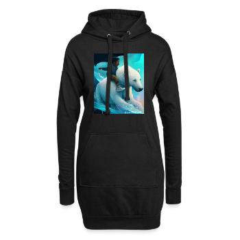 Balades pour enfants ours polaires - Sweat-shirt à capuche long Femme - noir - Devant