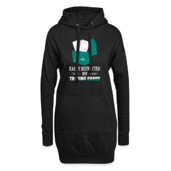 Easily Distracted By Trading Cards Card Collector - Hoodie-Kleid - Schwarz - Vorne