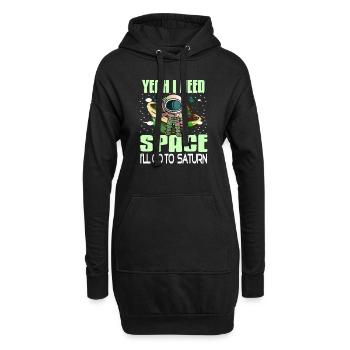 Oui j’ai besoin d’espace je vais aller à saturne rétro drôle - Sweat-shirt à capuche long Femme - noir - Devant