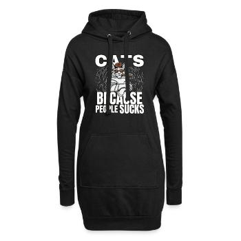 Katzen Katze Katzenshirt Katze Geschenkidee kitten - Hoodie-Kleid - Schwarz - Vorne