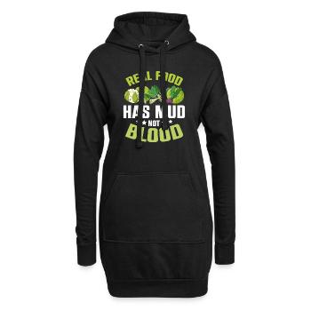La vraie nourriture a de la boue végétarienne végétaliens en bonne santé - Sweat-shirt à capuche long Femme - noir - Devant
