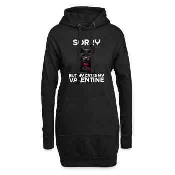 Désolé, mais mon chat est mon Valentin - Sweat-shirt à capuche long Femme - noir - Devant