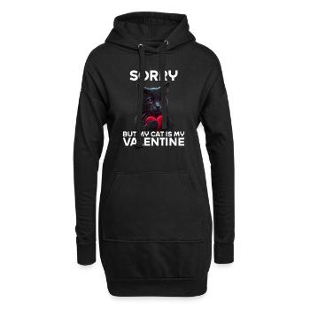 Désolé, mais mon chat est mon Valentin - Sweat-shirt à capuche long Femme - noir - Devant
