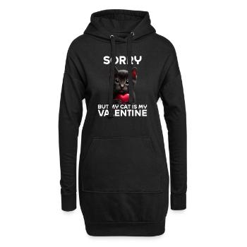 Désolé, mais mon chat est mon Valentin - Sweat-shirt à capuche long Femme - noir - Devant