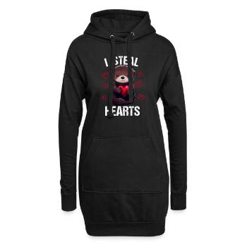 Je vole des cœurs Loutre - Sweat-shirt à capuche long Femme - noir - Devant