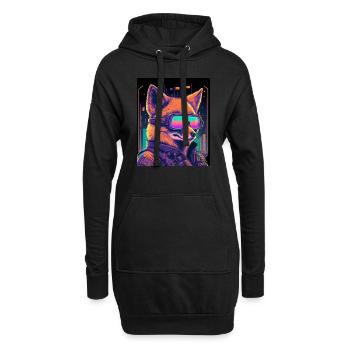 Rétro Futuriste Synthwave Fox - Sweat-shirt à capuche long Femme - noir - Devant