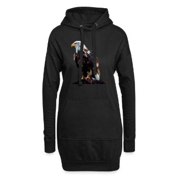 Conception polygonale cool avec un pygargue à tête blanche - Sweat-shirt à capuche long Femme - noir - Devant