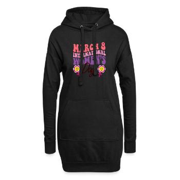 Journée internationale de la femme de style vintage - Sweat-shirt à capuche long Femme - noir - Devant